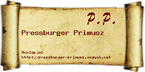 Pressburger Primusz névjegykártya